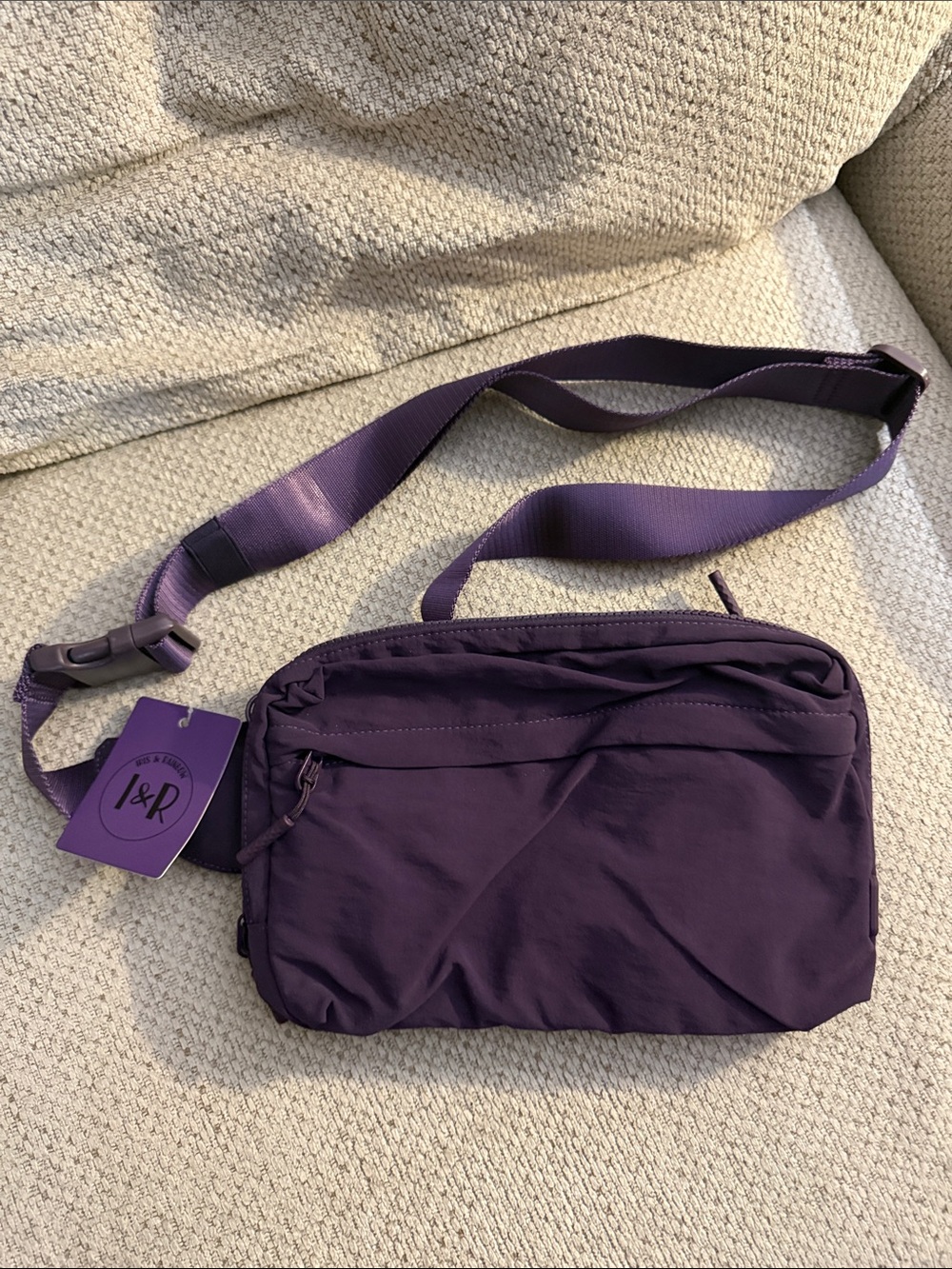 All In One Crossbody Bag with Water Bottle Holder by Iris & Rainbow in Plum